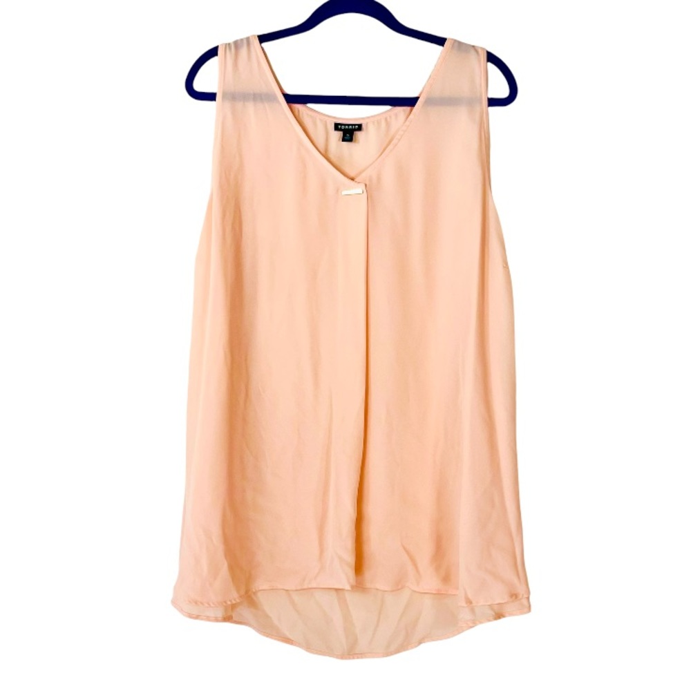 Torrid Peach Pleated Georgette Sleeveless Blouse Tank Top Plus Size 5X - Picture 5 of 13